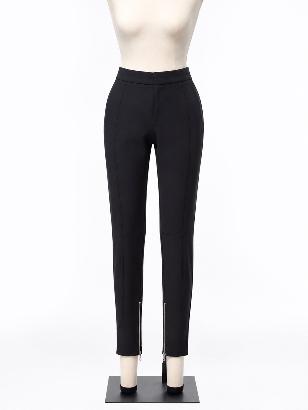 Alexander McQueen Black Slim Ankle Zip Ponte Pants